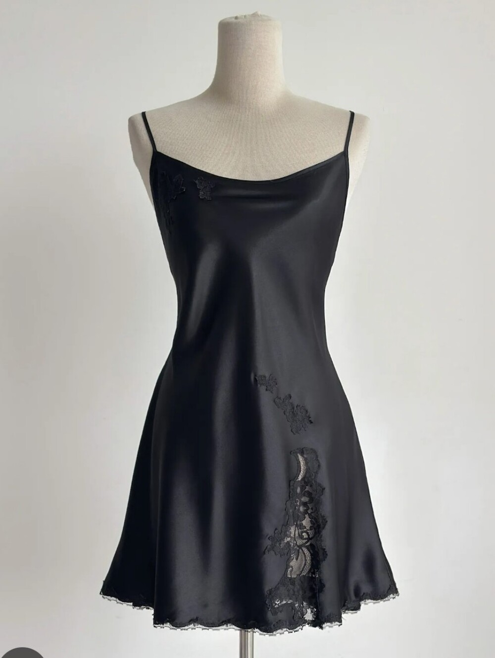 Victoria's Secret Black Satin Lace-Accent Camisole XS